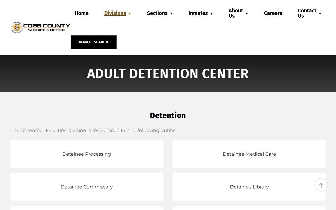 Cobb County Adult Detention Center facility division page