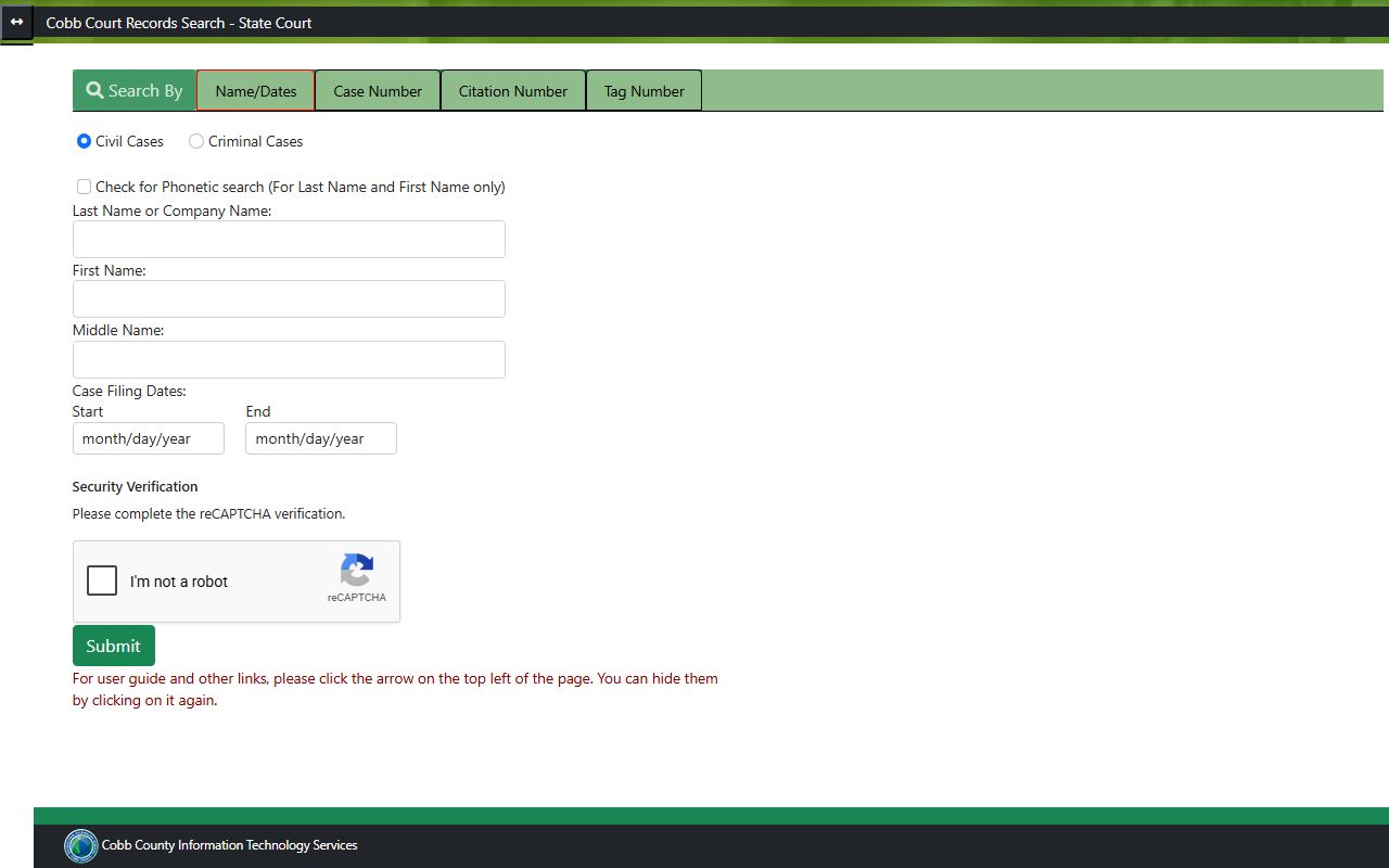 Cobb County court records after jail arrest State Court search portal